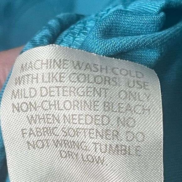 TEHAMA Long Sleeve Teal Paisley Athleisure Stretch Dress - Picture 9 of 12